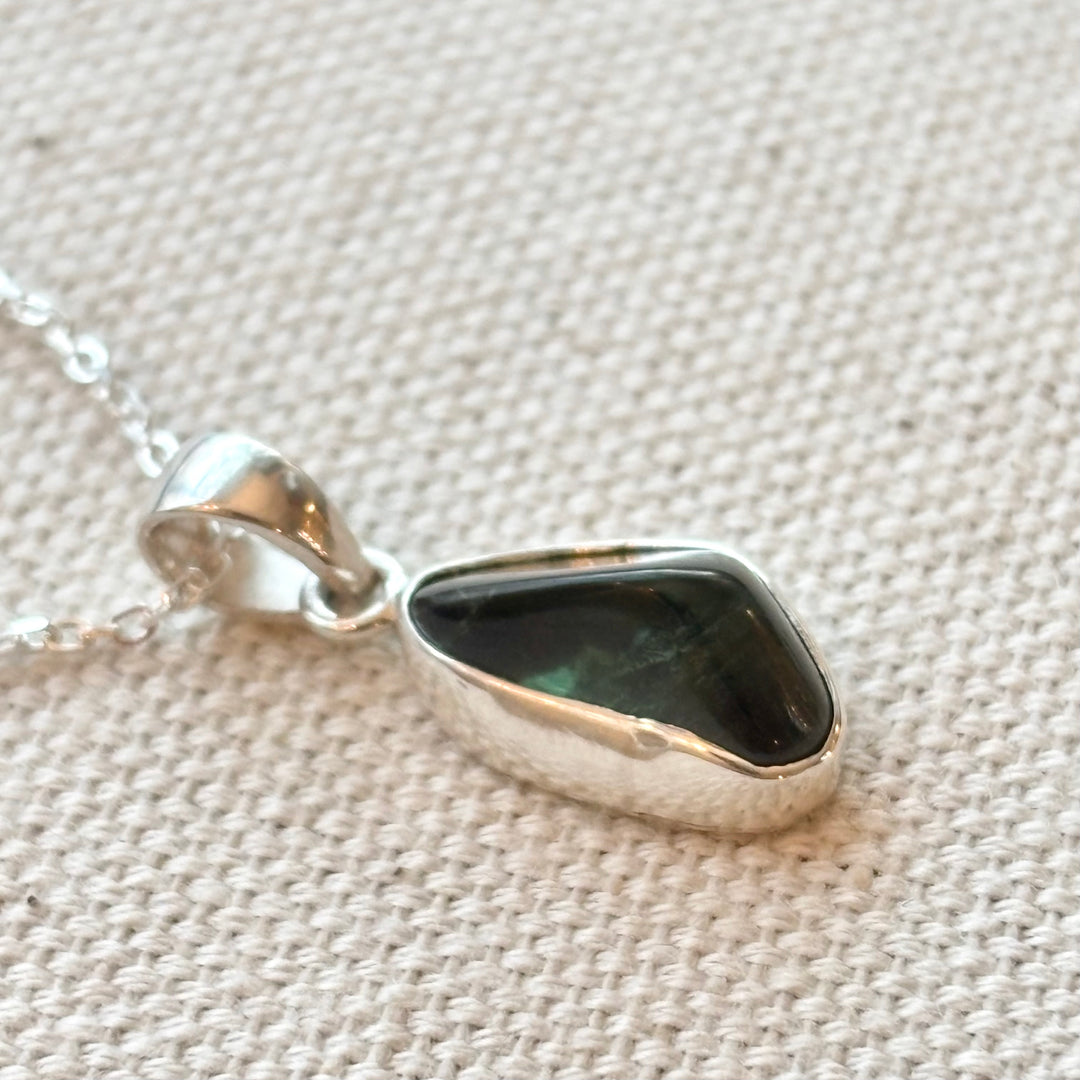Green Tourmaline Necklace in Sterling Silver