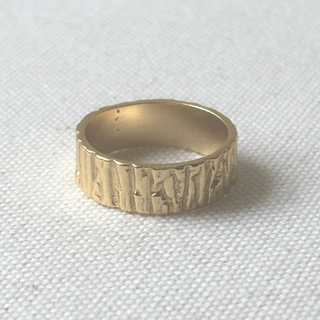 18ct Gold Plated Brass Textured Band Ring