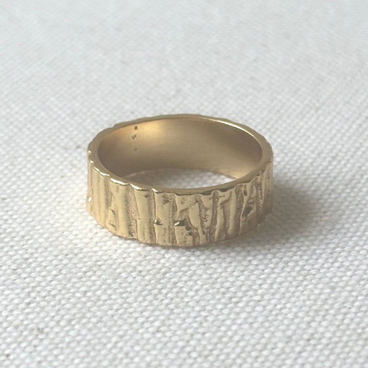 18ct Gold Plated Brass Textured Band Ring