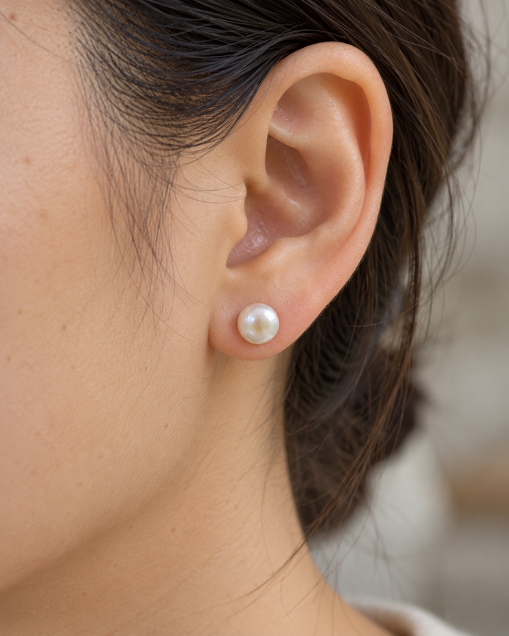 Dusky Pink Freshwater Pearl Sterling Silver Stud Earrings