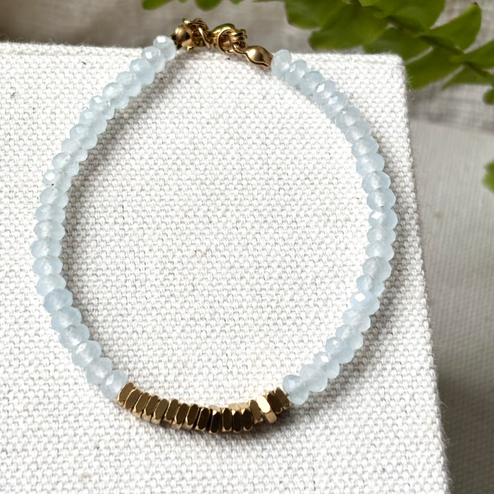 Aquamarine & Gold Anklet