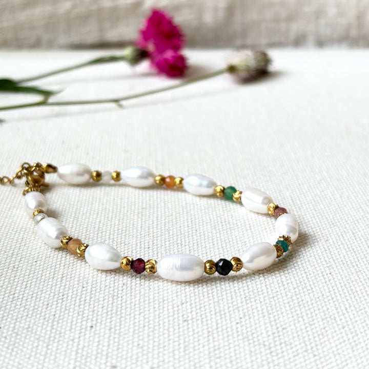 Freshwater Pearl & Tourmaline Bracelet