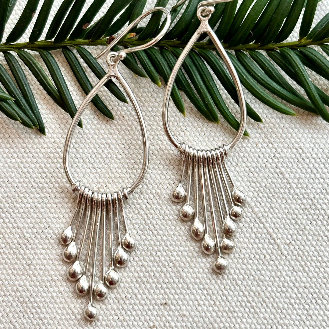 Sterling Silver Teardrop Fringe Earrings