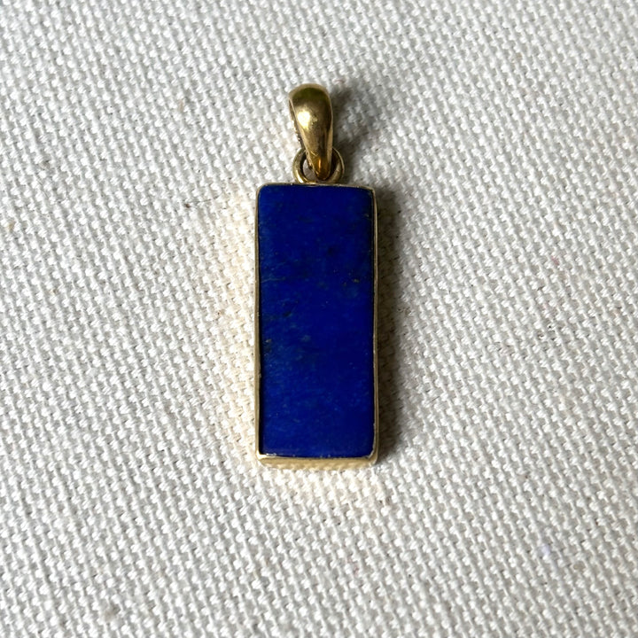 Handmade Panchadhatu Lapis Lazuli Rectangle Pendant