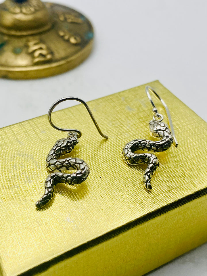 Silver Snake Earrings