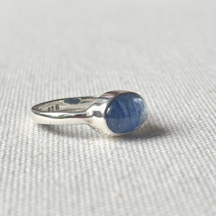 Handmade Blue Sapphire Ring in Sterling Silver – Sizes N, O and R