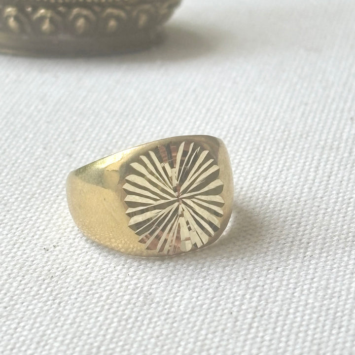 Handmade Panchadhatu Sunburst Signet Ring
