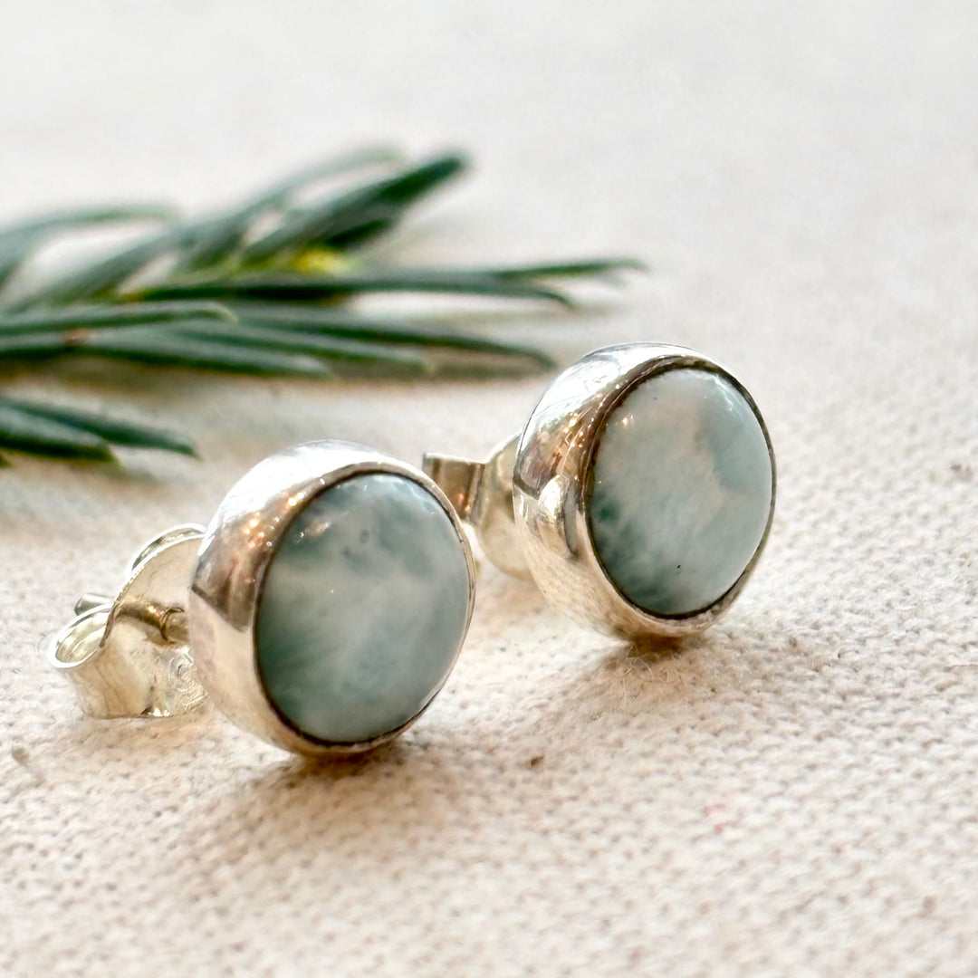 Sterling Silver Larimar Stud Earrings
