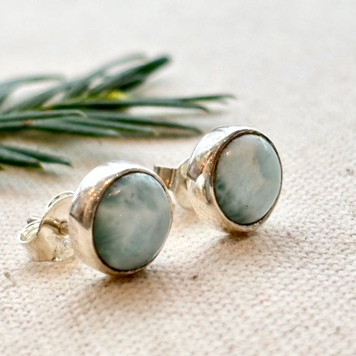 Sterling Silver Larimar Stud Earrings
