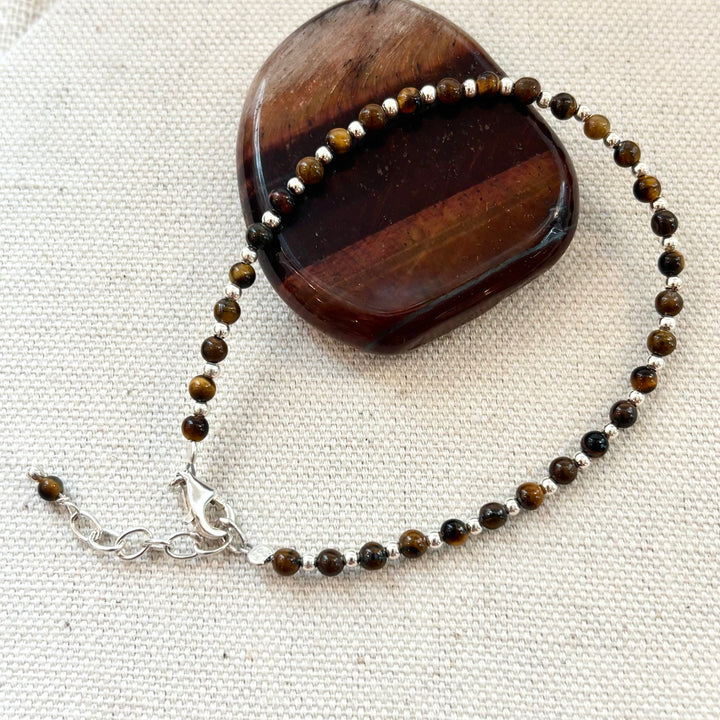 Tiger’s Eye and Sterling Silver Bead Bracelet