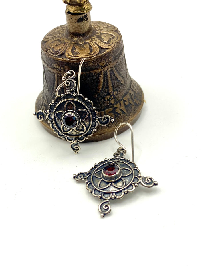 Garnet Mandala Earrings