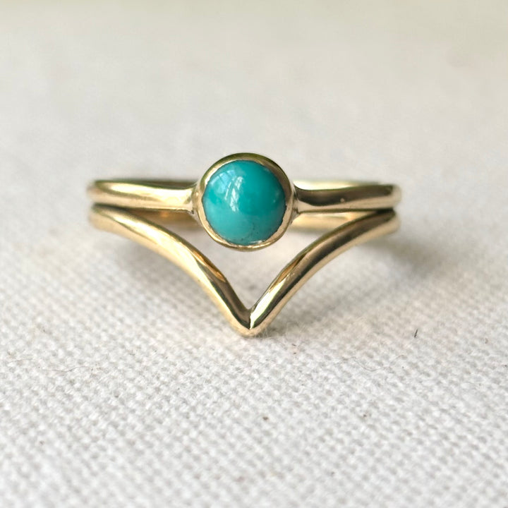 Turquoise Chevron Ring – Handmade Panchadhatu Split Band Ring – Size O