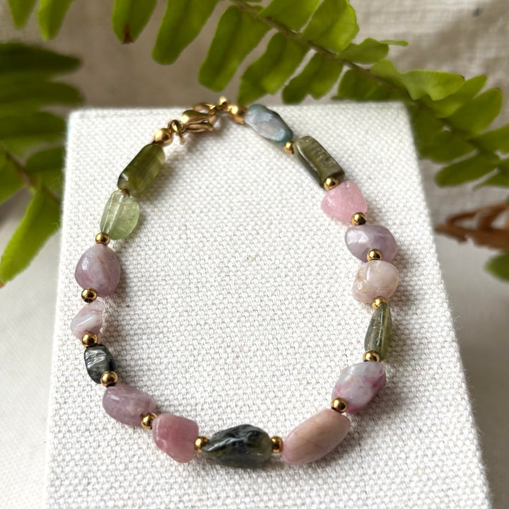 Mixed Tourmaline Bracelet – Gold Plated Stainless Steel