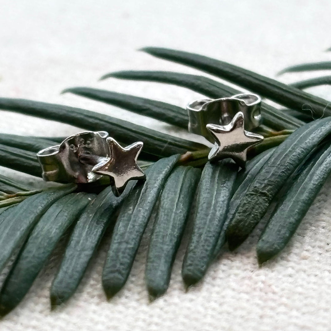 Tiny Silver Star Studs