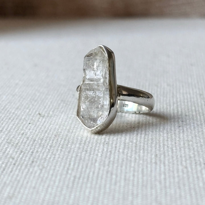 Raw Clear Quartz Sterling Silver Ring – Size M