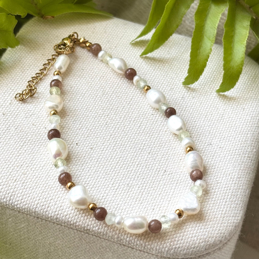 Moonstone & Freshwater Pearl Anklet
