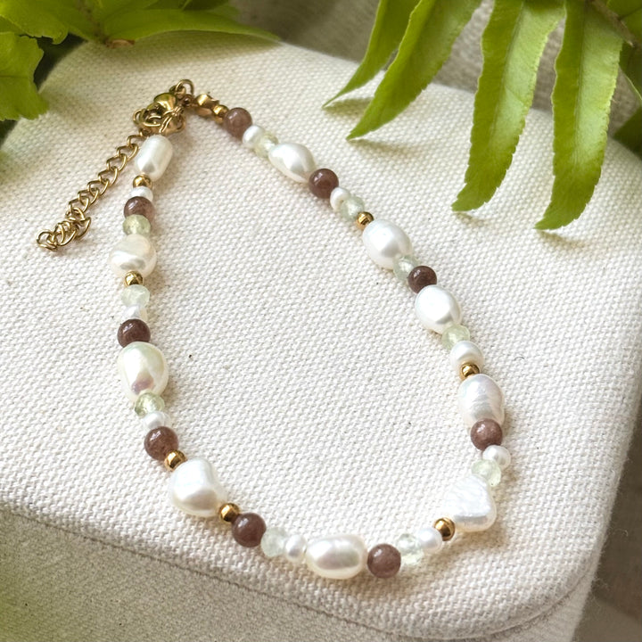 Moonstone & Freshwater Pearl Anklet