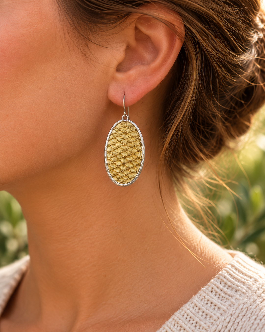 Handmade Sterling Silver & Brass Textured Drop Earrings