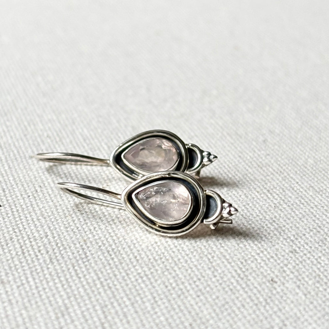 Sterling Silver Rose Quartz Drop Earrings