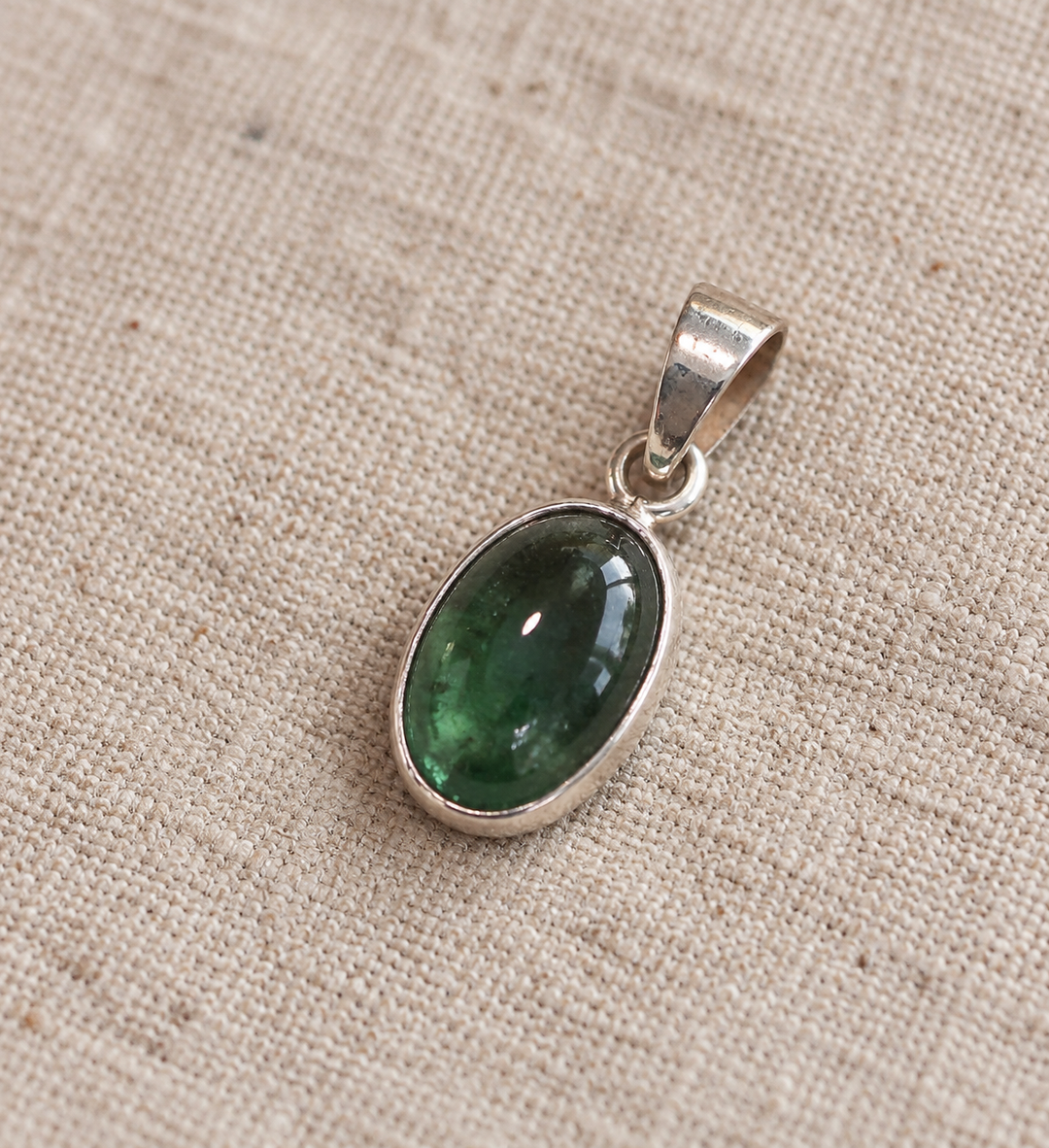 Handmade Sterling Silver Green Tourmaline Pendant