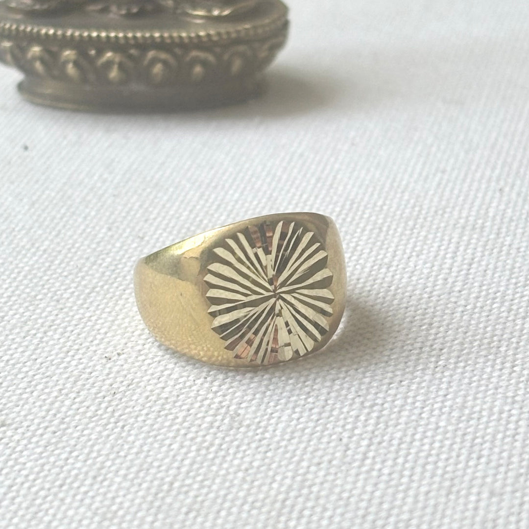 Handmade Panchadhatu Sunburst Signet Ring
