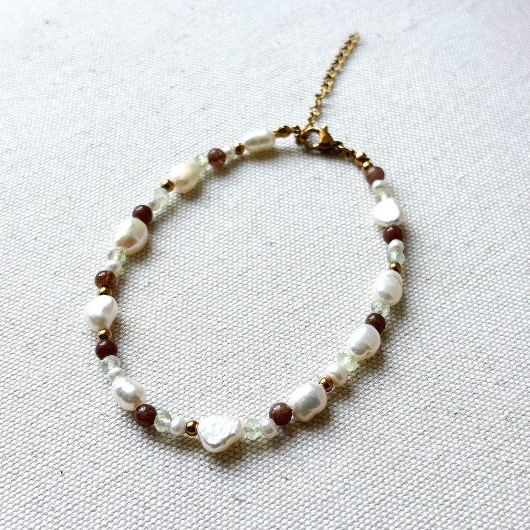 Moonstone & Freshwater Pearl Anklet