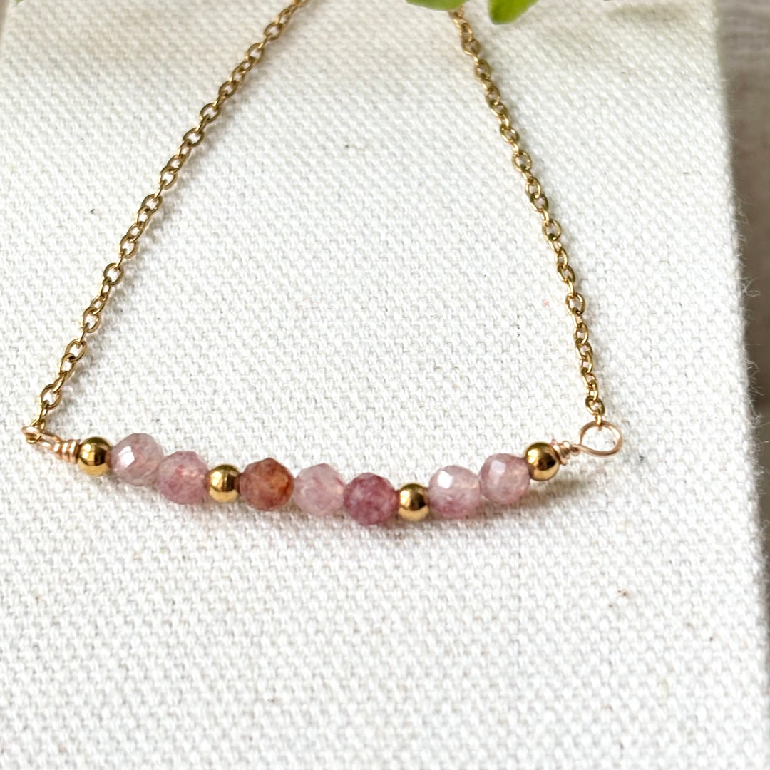 Strawberry Quartz Gold Bracelet