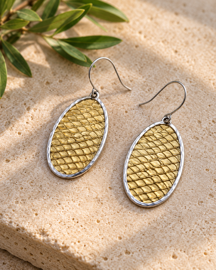 Handmade Sterling Silver & Brass Textured Drop Earrings