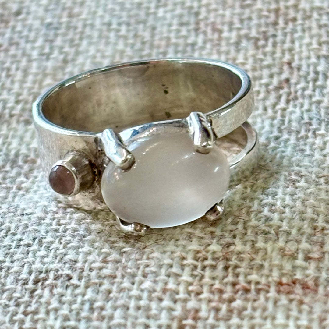 Double Moonstone Ring - Size O