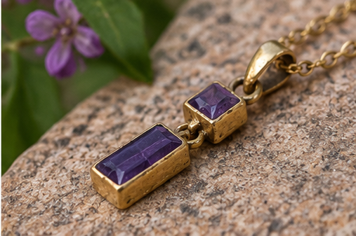 Handmade Two-Stone Amethyst Panchadhatu Necklace