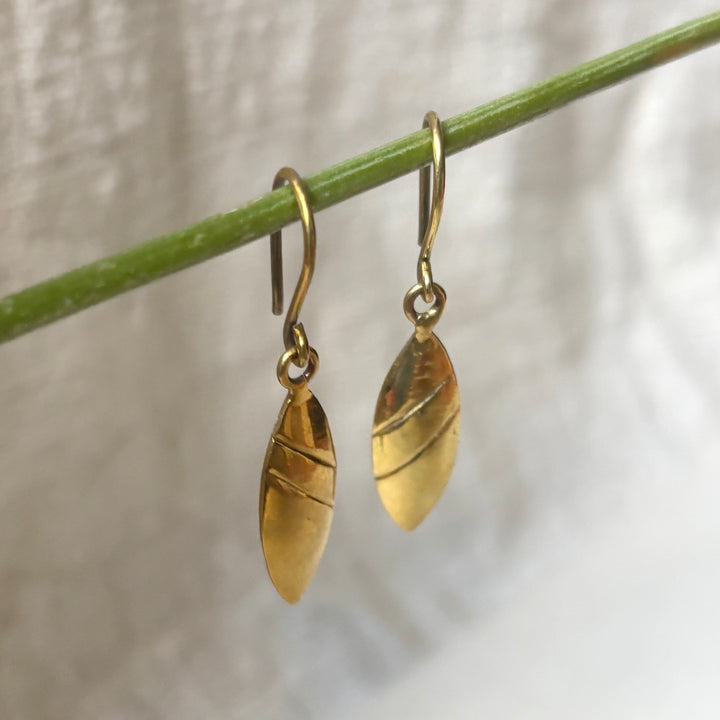 Handmade Panchadhatu Leaf Drop Earrings