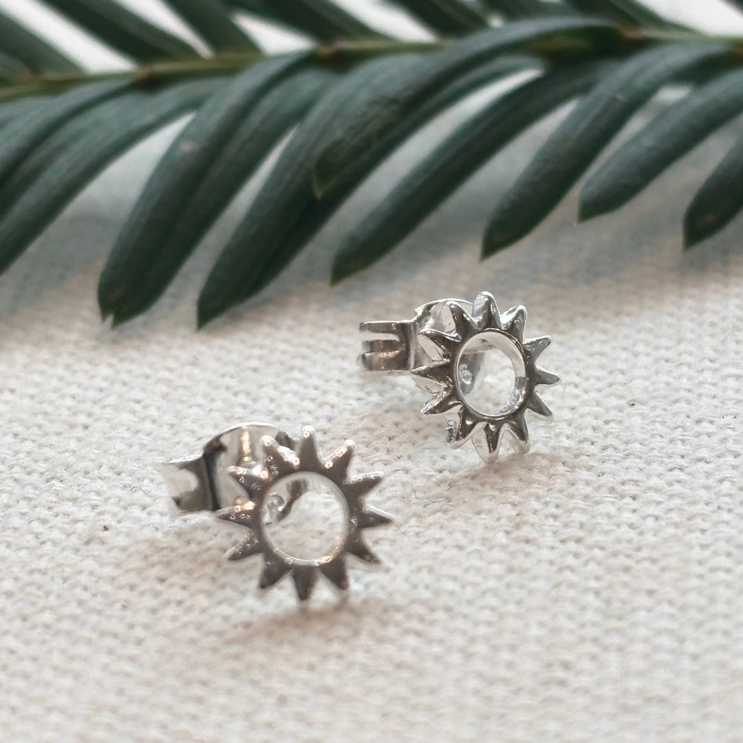 Sterling silver sun stud earrings