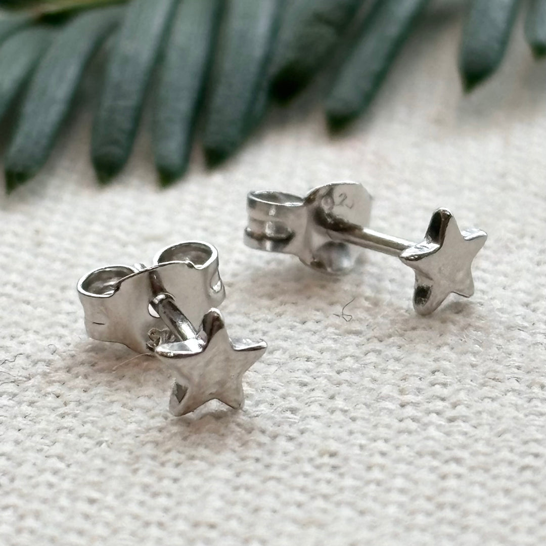 Tiny Silver Star Studs
