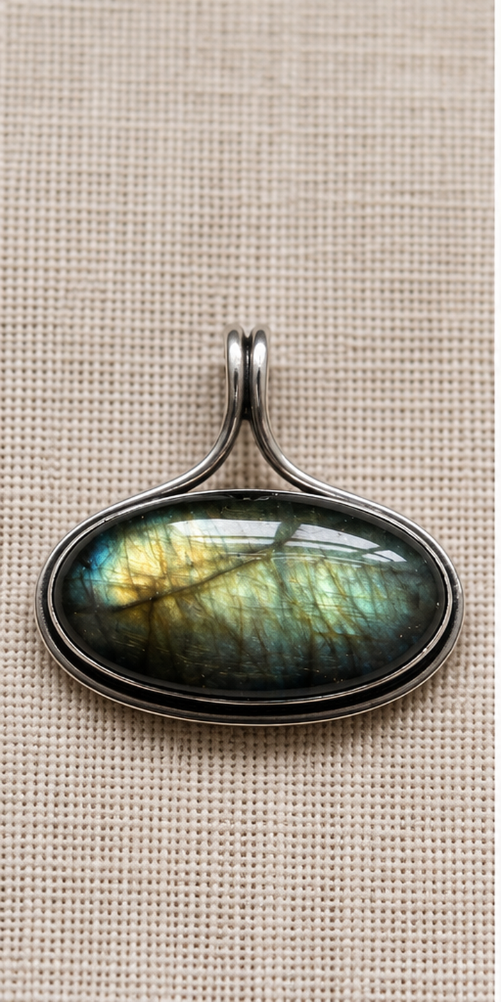 Labradorite Sterling Silver Oval Pendant