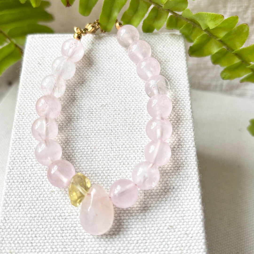 Rose Quartz Bracelet with Citrine Accent