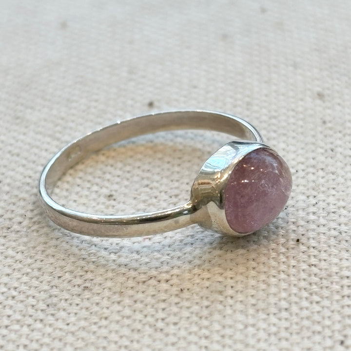 Pink Tourmaline Sterling Silver Ring – Size Q
