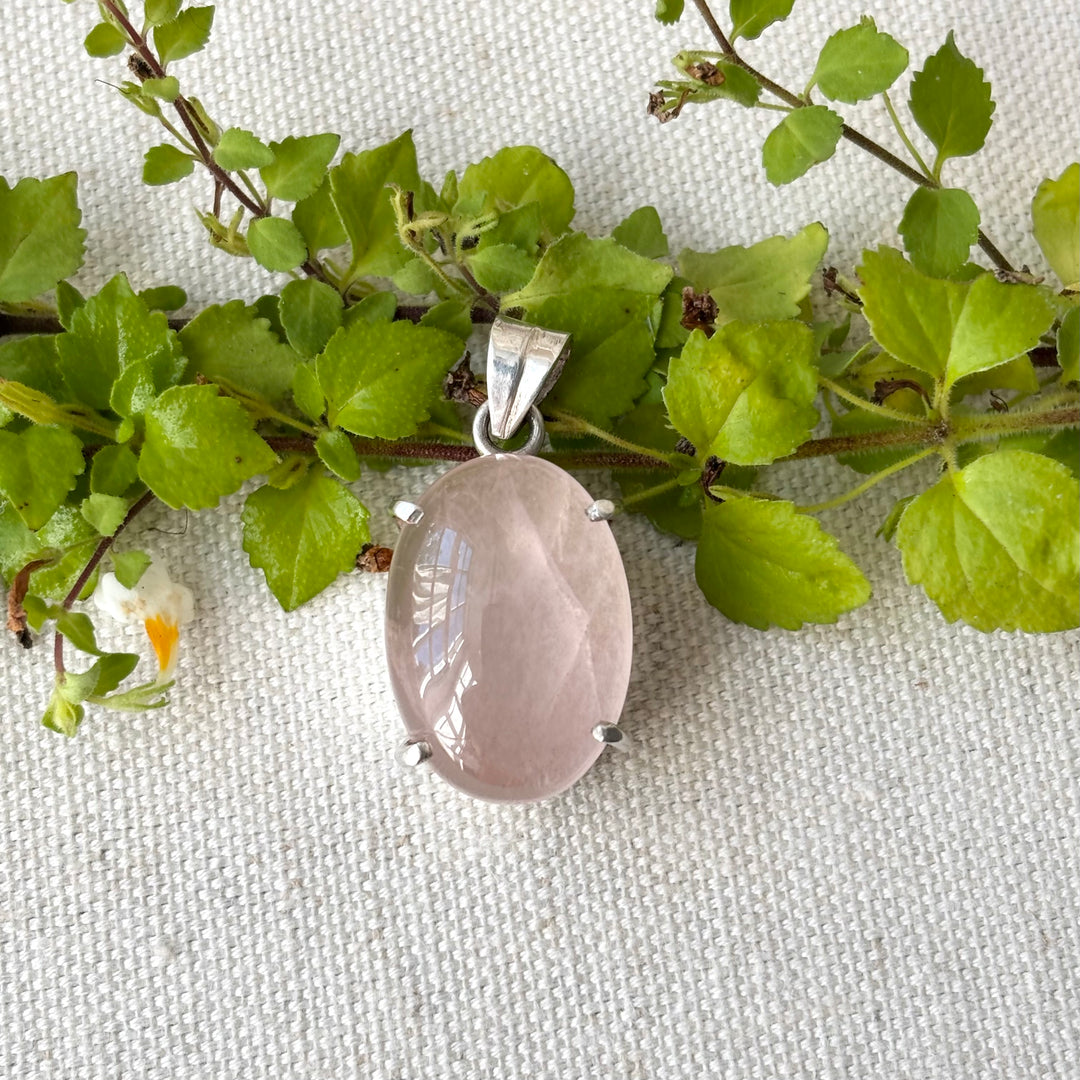 Rose Quartz Pendant – Handmade Sterling Silver