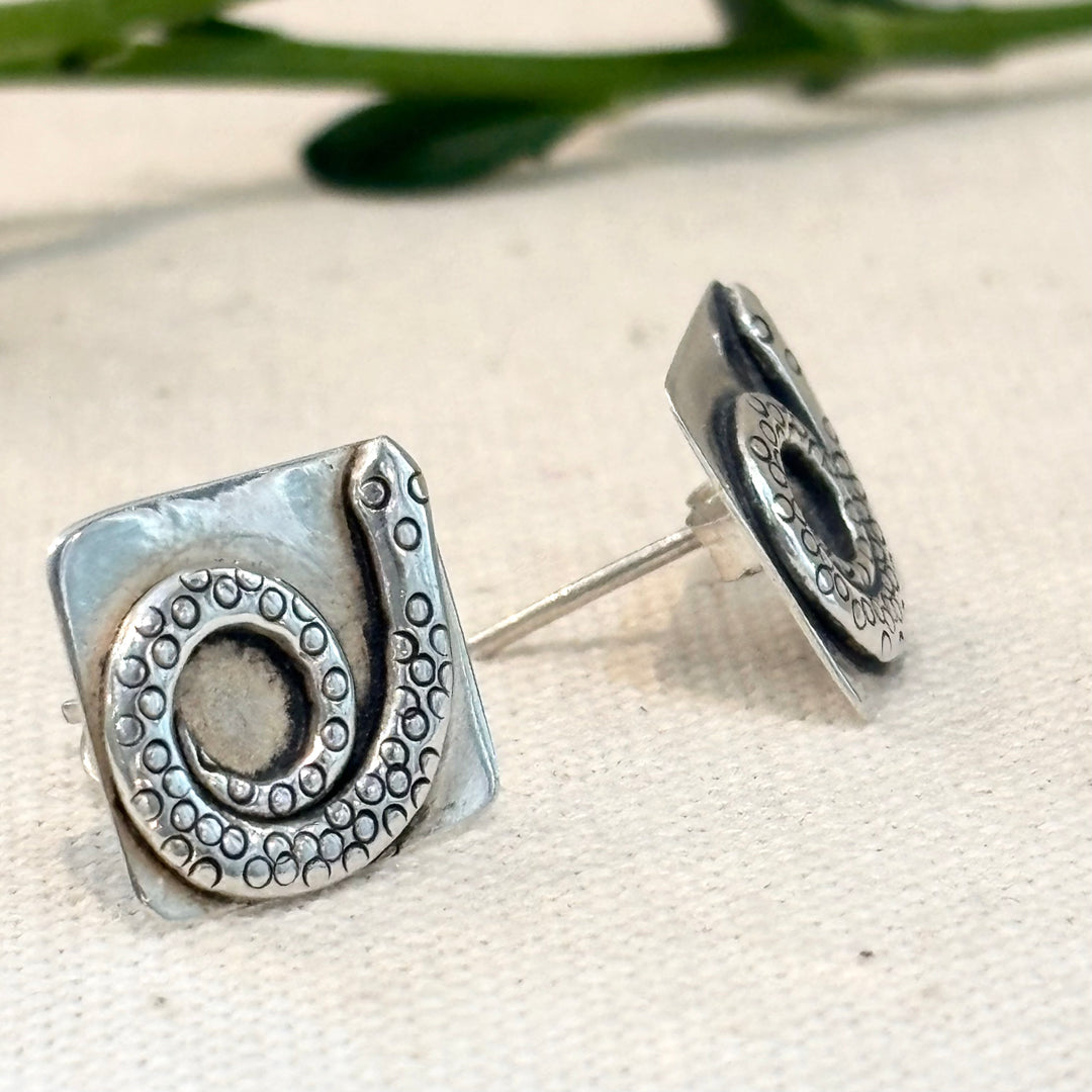 Sterling Silver Snake Stud Earrings 12 mm