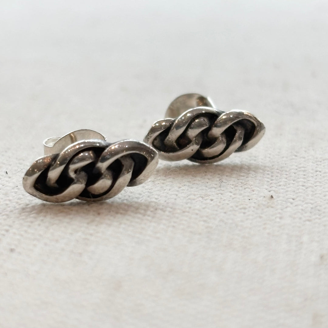 Sterling Silver Chain Link Stud Earrings