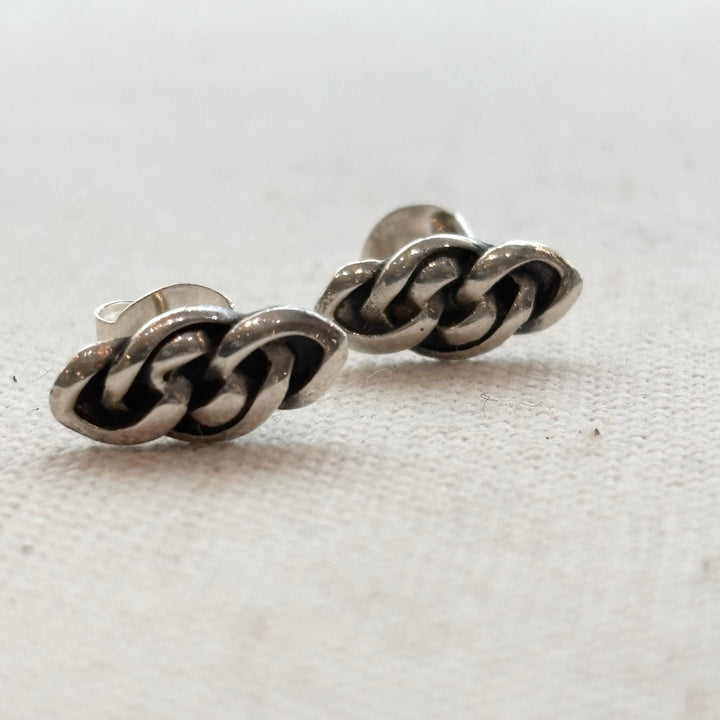 Sterling Silver Chain Link Stud Earrings