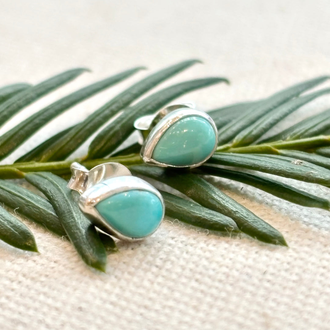 Sterling Silver Turquoise Teardrop Stud Earrings