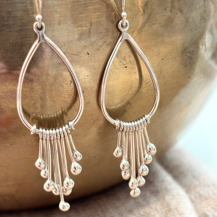 Sterling Silver Teardrop Fringe Earrings