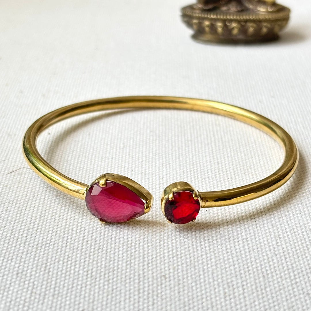 Handmade Panchadhatu Zirconia Open Bangle – 6.2cm