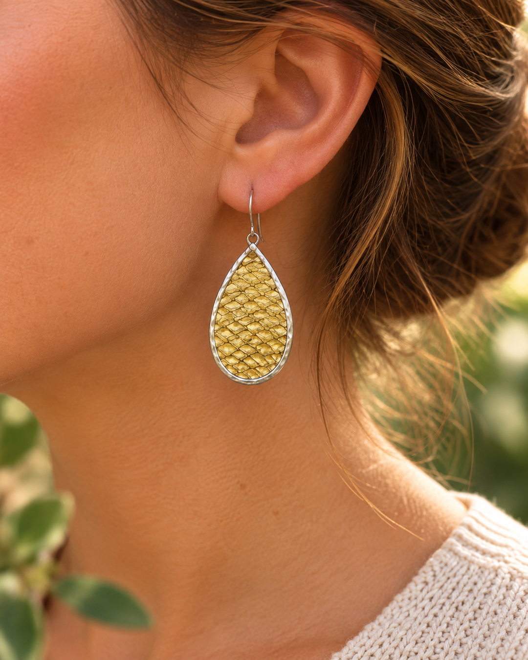 Handmade Sterling Silver & Brass Textured Drop Earrings