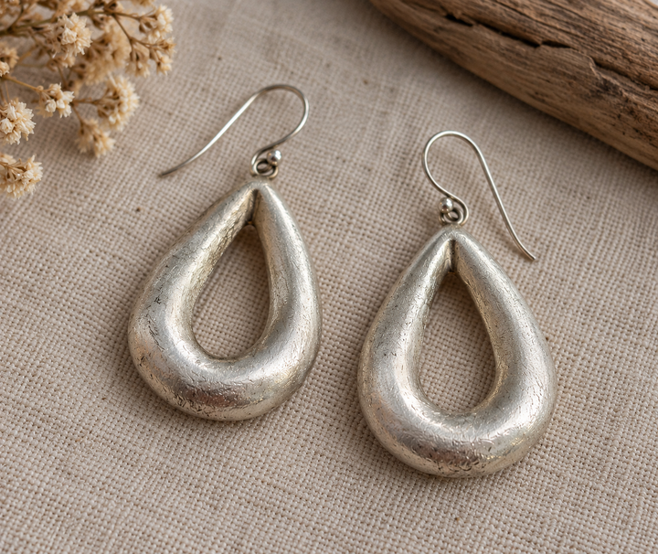 Large Sterling Silver Teardrop Earrings - Handmade Statement Drop Earrings