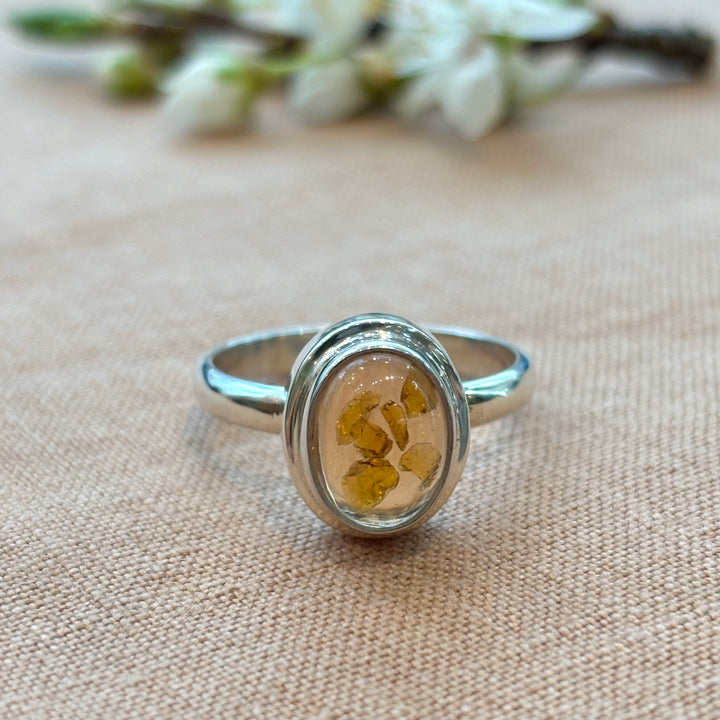 Amber Silver Ring – Oval Amber Sterling Silver Ring