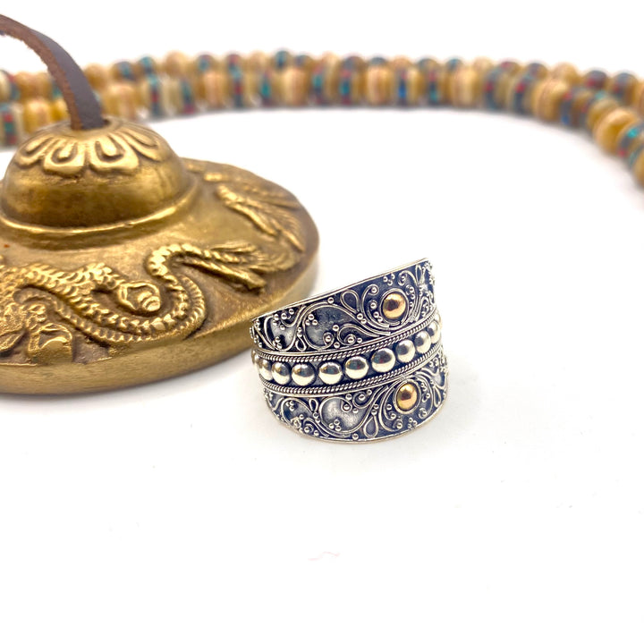 Silver Ring with Gold Plated Details