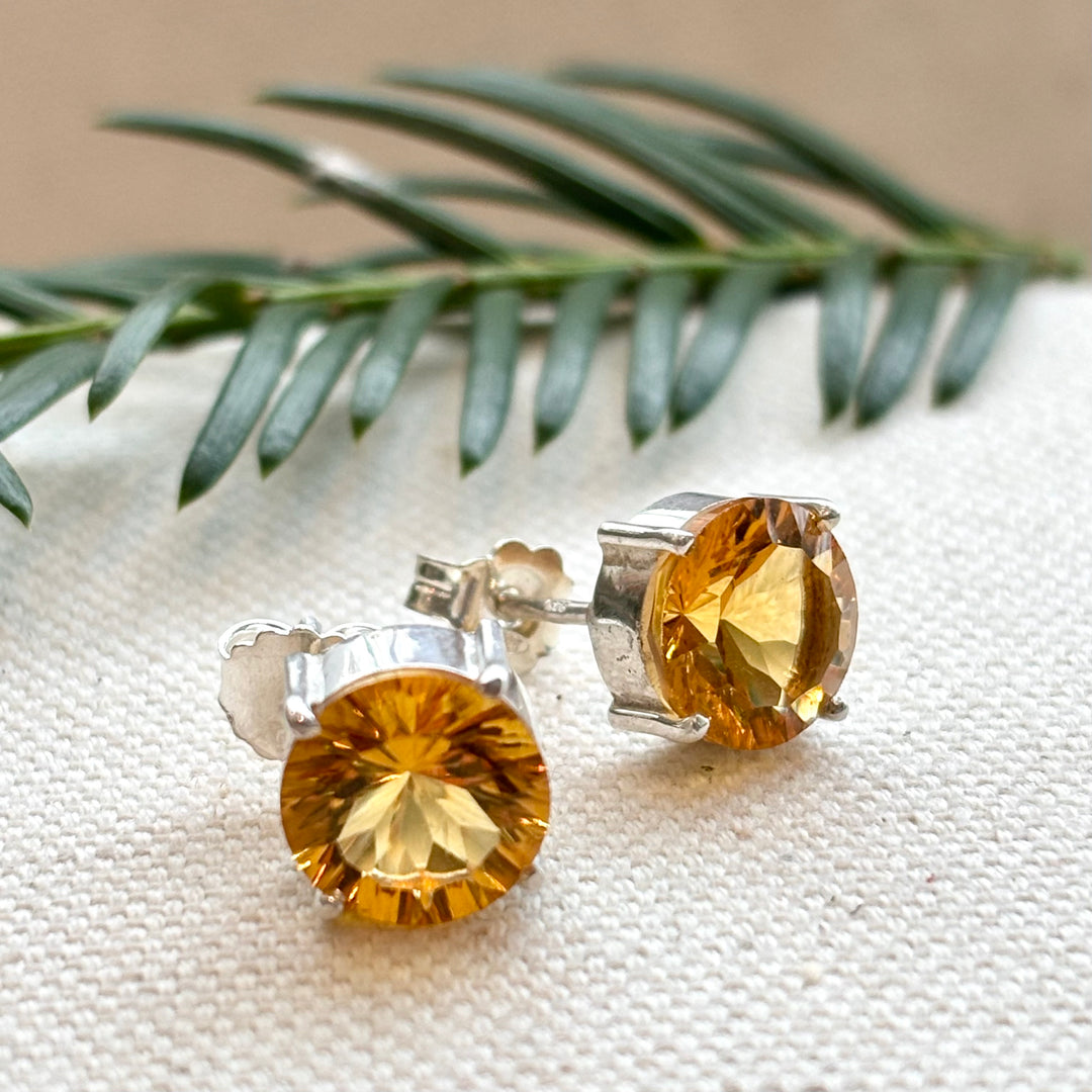Sterling Silver Citrine Stud Earrings