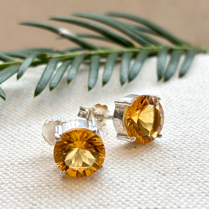 Sterling Silver Citrine Stud Earrings
