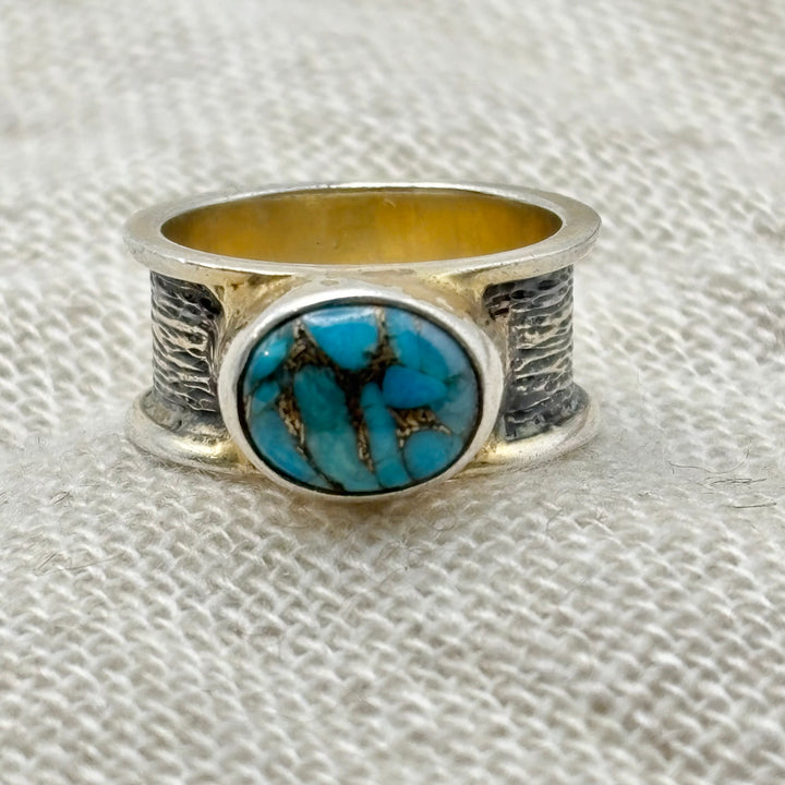 Golden Matrix Turquoise Ring